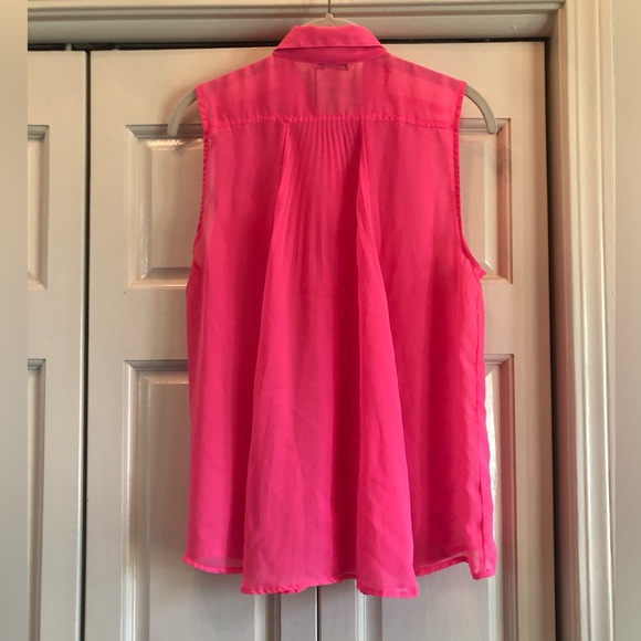 American Eagle Outfitters, pink chiffon sleeveless button up high-low blouse, M - Picture 2 of 8